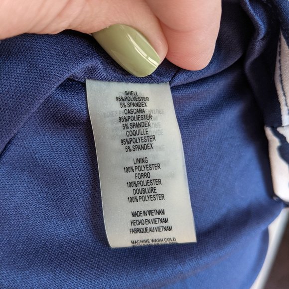 Navy and White Long Sleeved Shift Dress by Vince Camuto- Size 4 - Picture 6 of 6